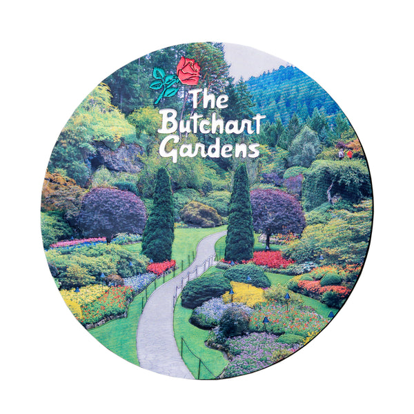 BUTCHART GARDENS FOIL DOUBLE SIDED ROUND MAGNET