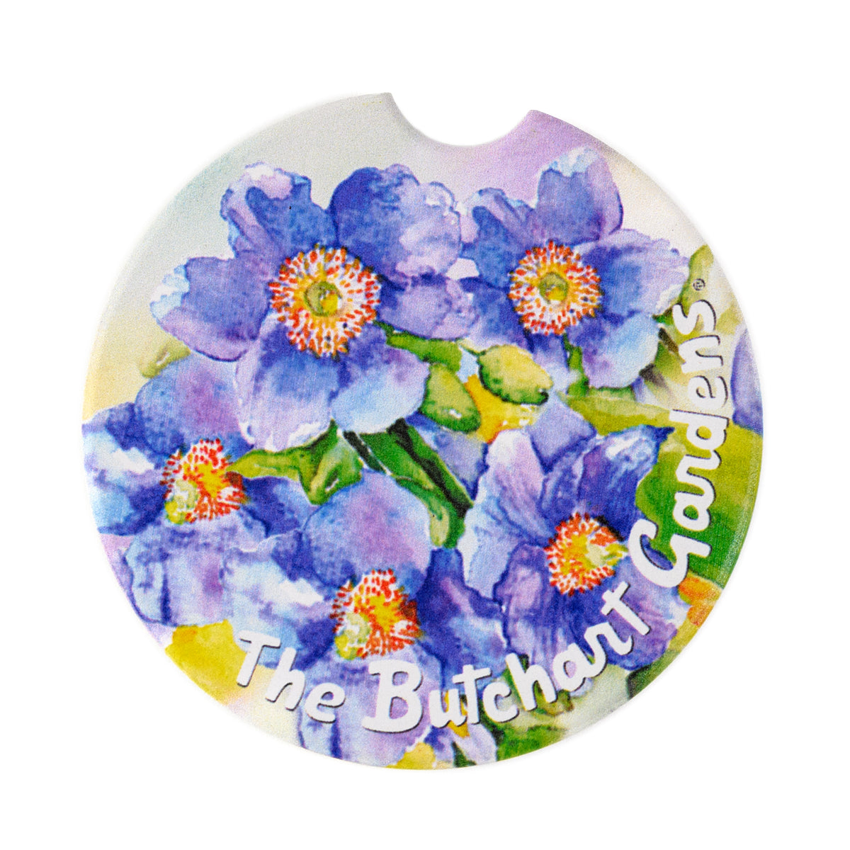 CAR COASTER BLUE POPPY WATERCOLOUR