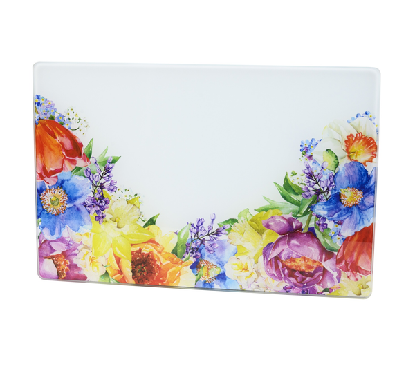 CUTTING BOARD GLASS SPRING FLORAL