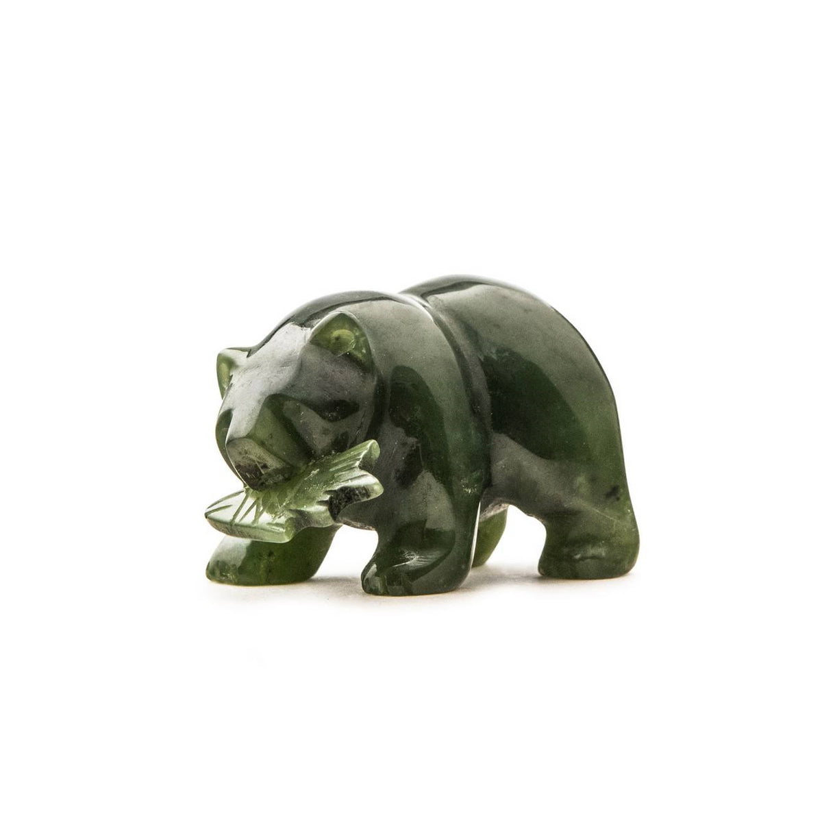 FIGURINE JADE BEAR FISH 1.25"