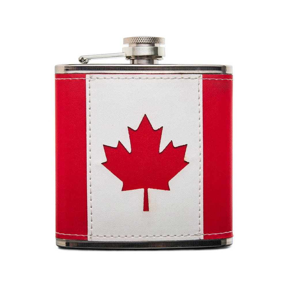 FLASK CANADA FLAG LEATHER