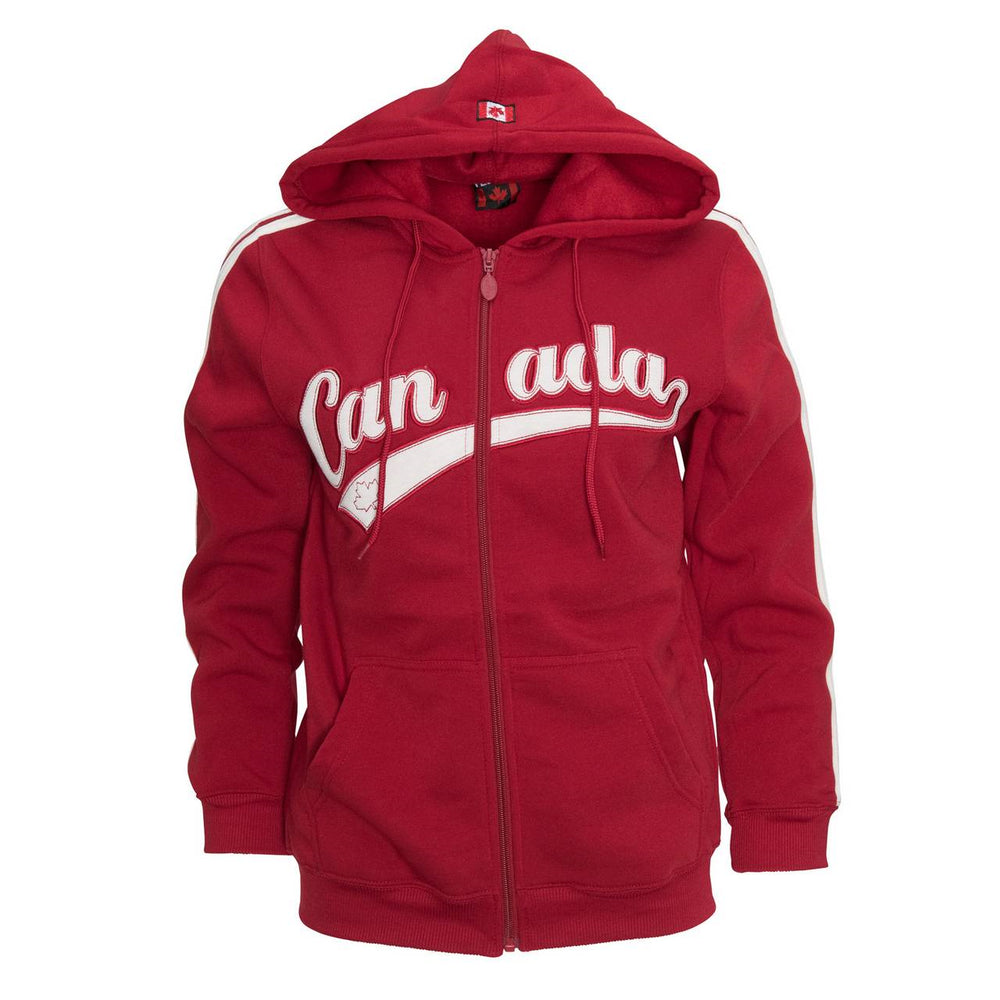 LADIES CANADA STRIPED FLEECE HOODY