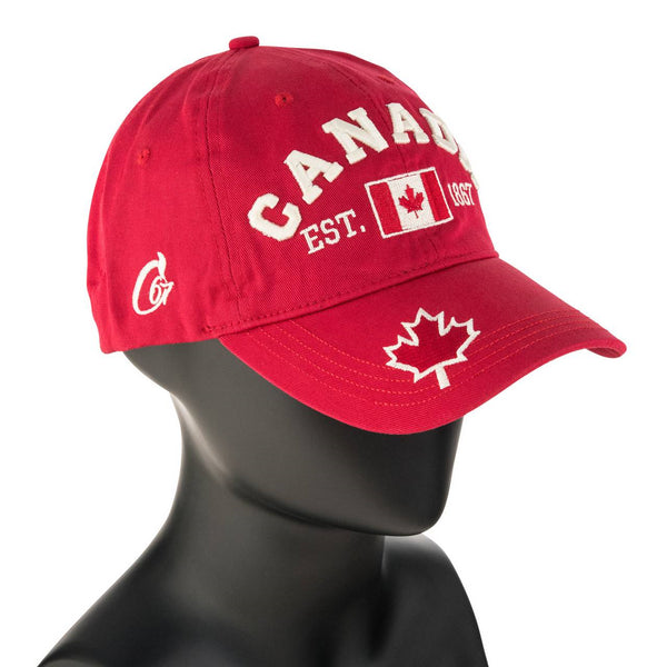 HAT BALL CANADA EST 1867 RED
