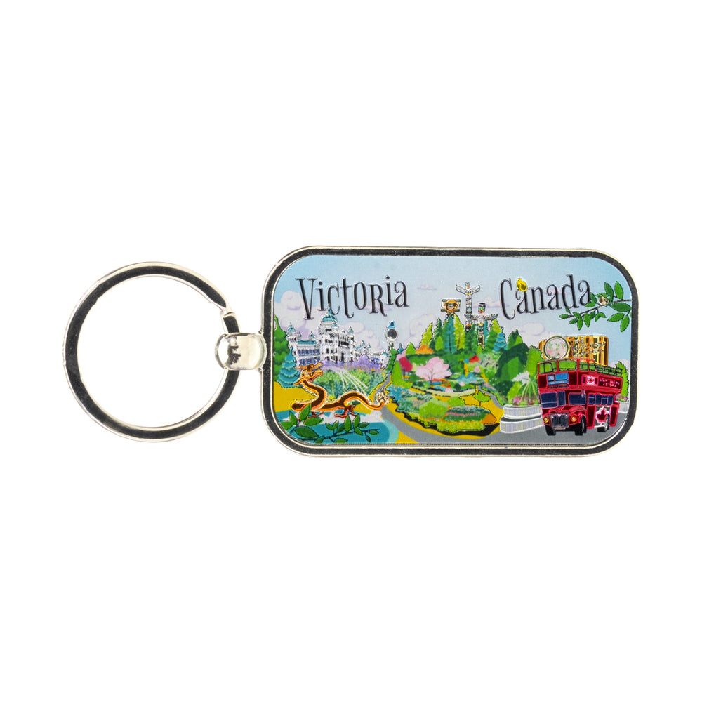 KEYRING CANADA FLAG & VICTORIA CARTOON