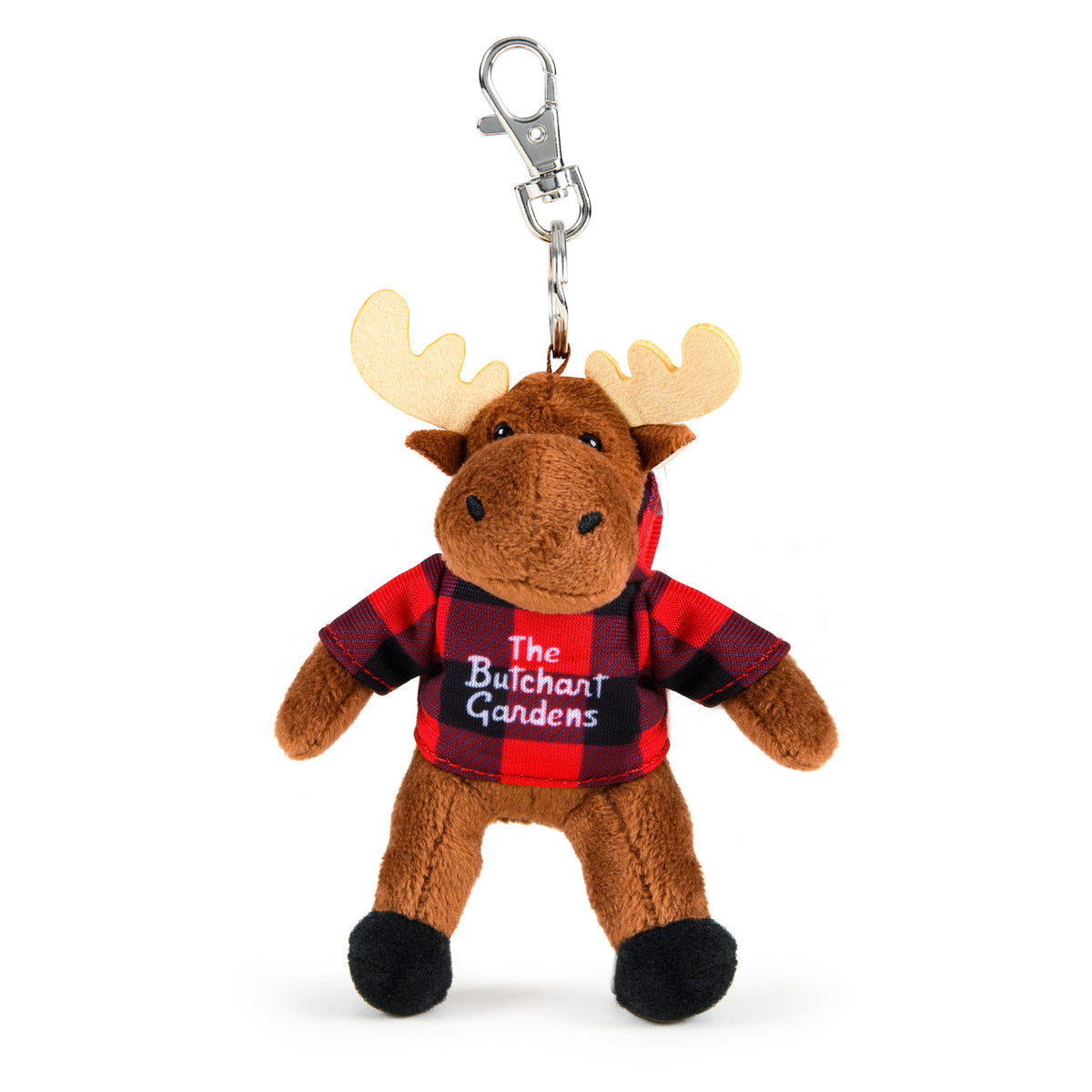 KEYRING BUTCHART GARDENS PLUSH PLAID MOOSE