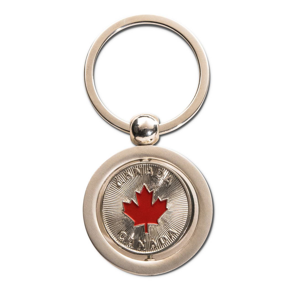 KEYRING SPINNING MAPLE LEAF/CANADA FLAG