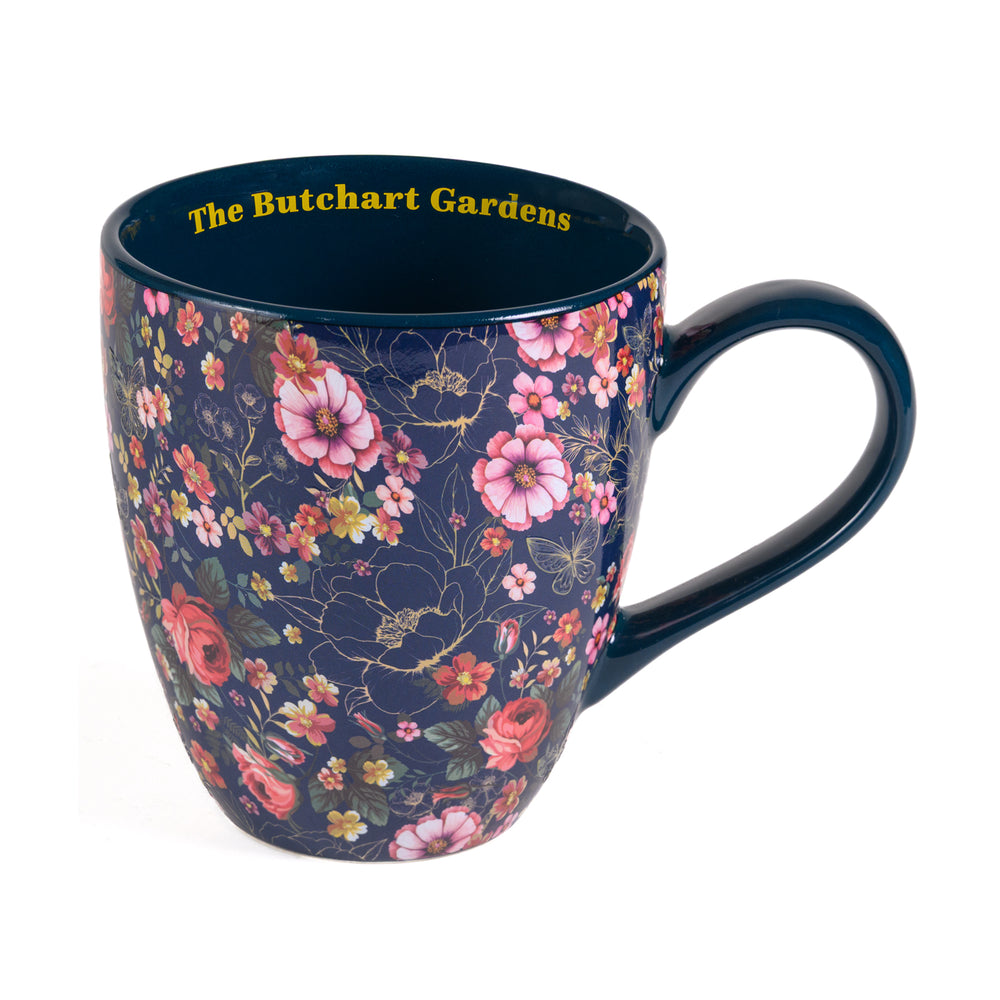 MUG BUTCHART GARDENS NAVY FLORAL BUTTERFLY