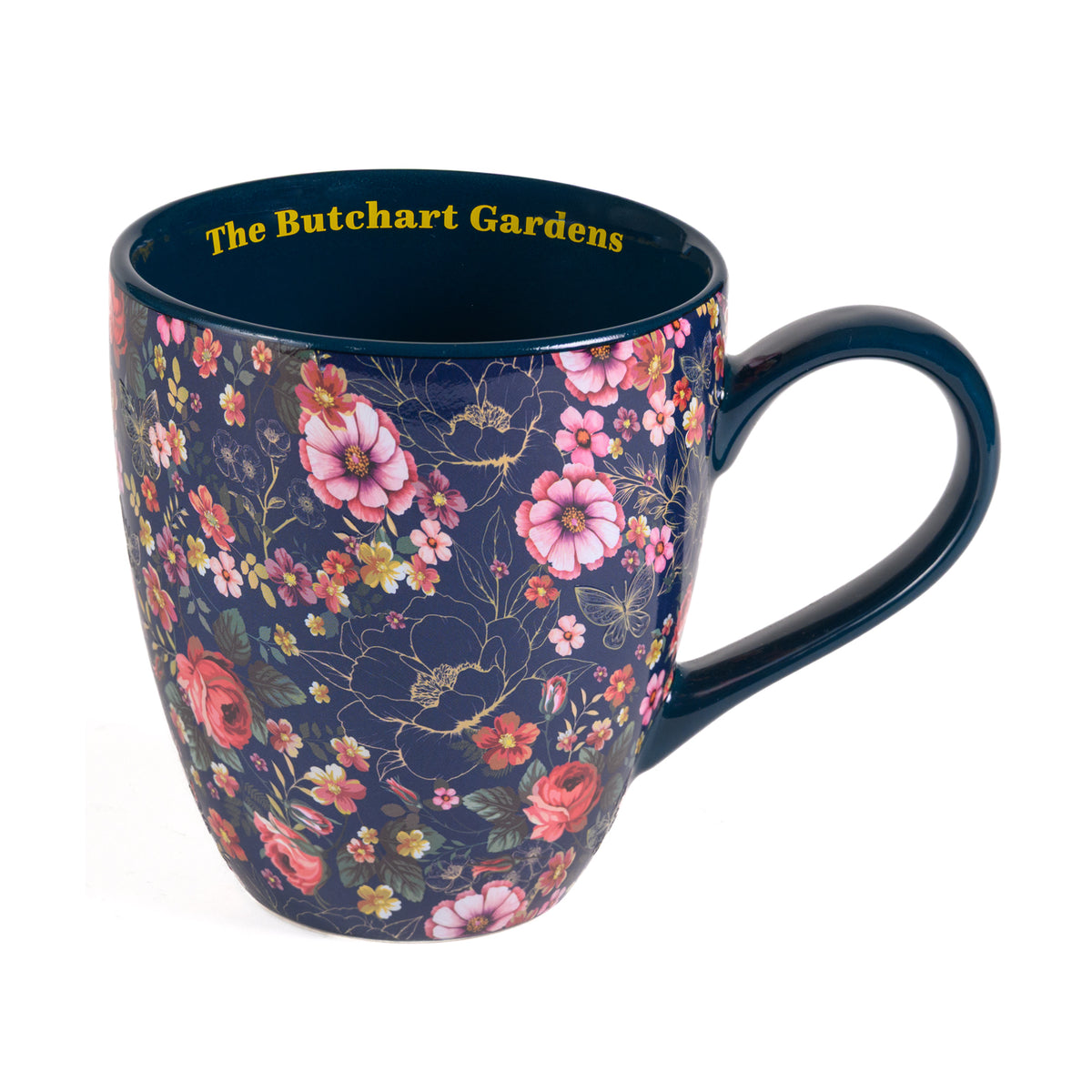 MUG BUTCHART GARDENS NAVY FLORAL BUTTERFLY
