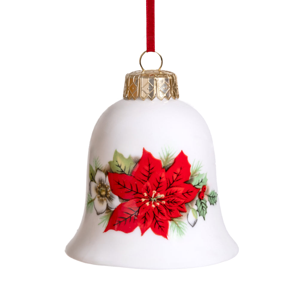 ORNAMENT BELL CHINA POINSETTIA