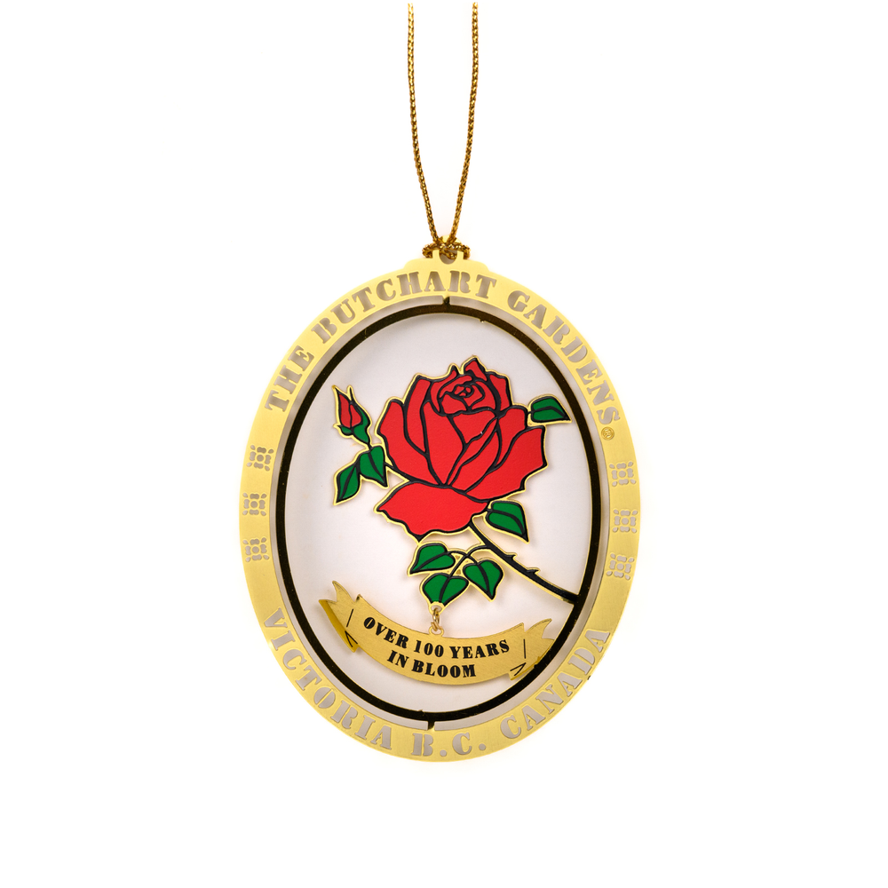 ORNAMENT RED ROSE OVAL