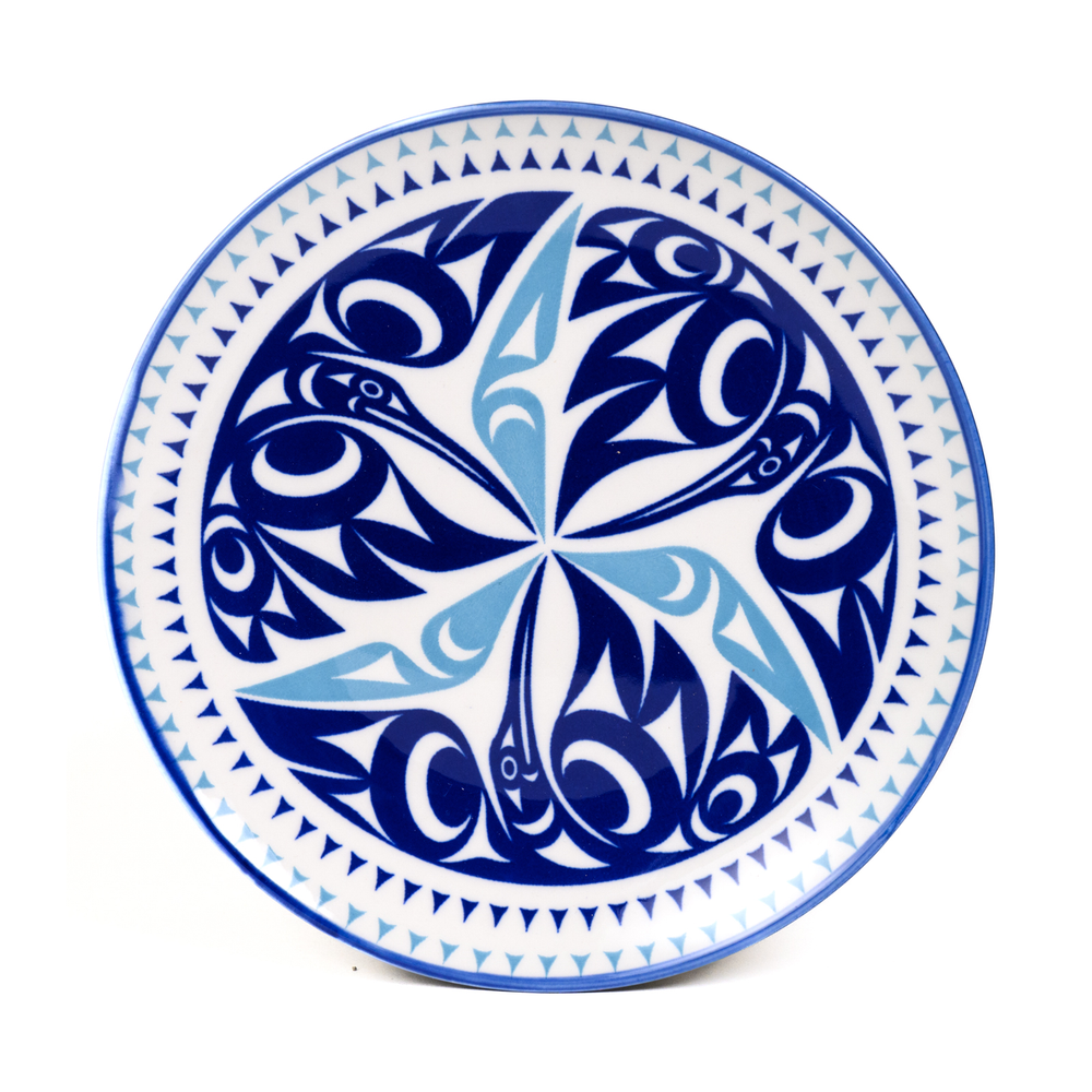 PLATE HUMMINGBIRD BLUE