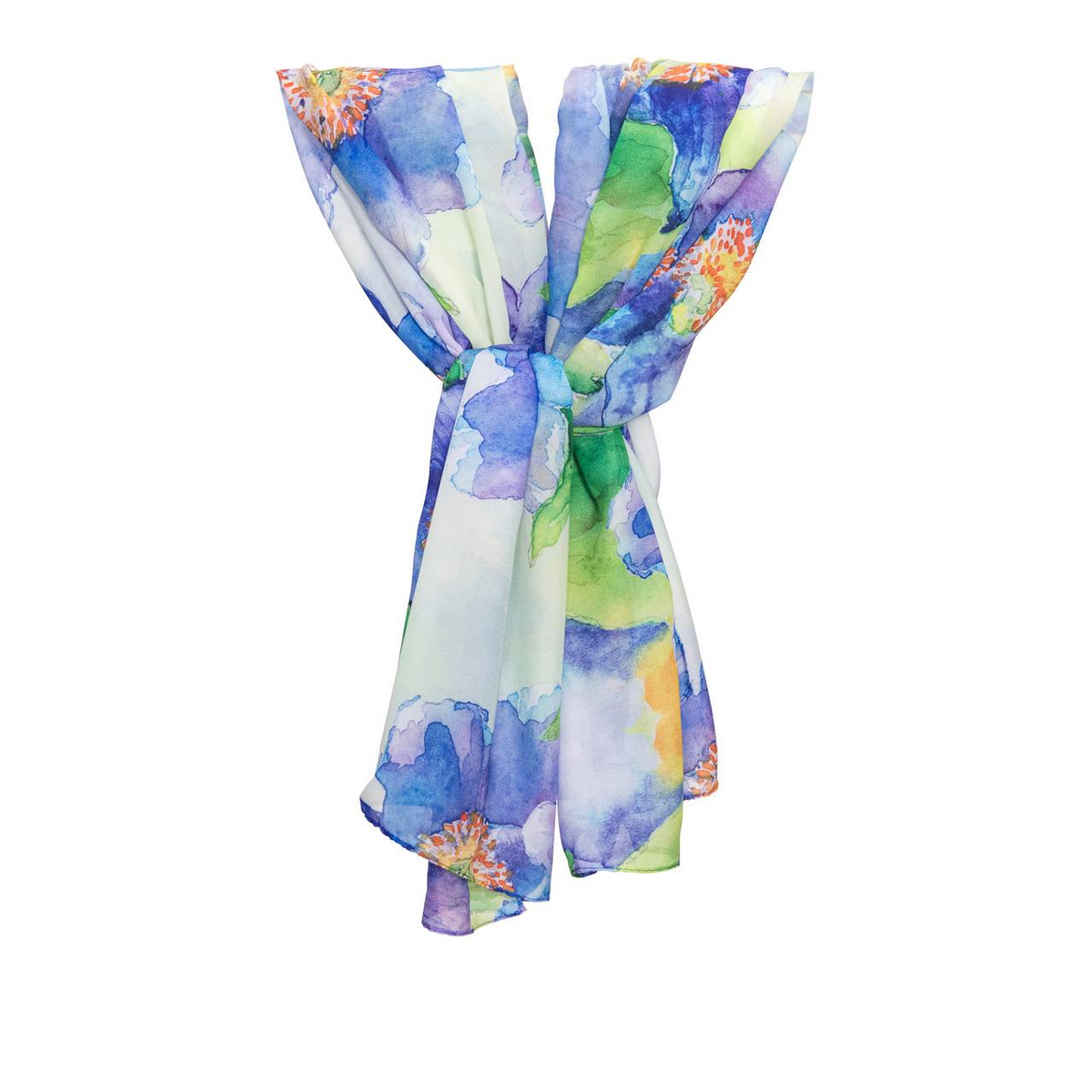 SCARF BLUE POPPY WATERCOLOUR CHIFFON