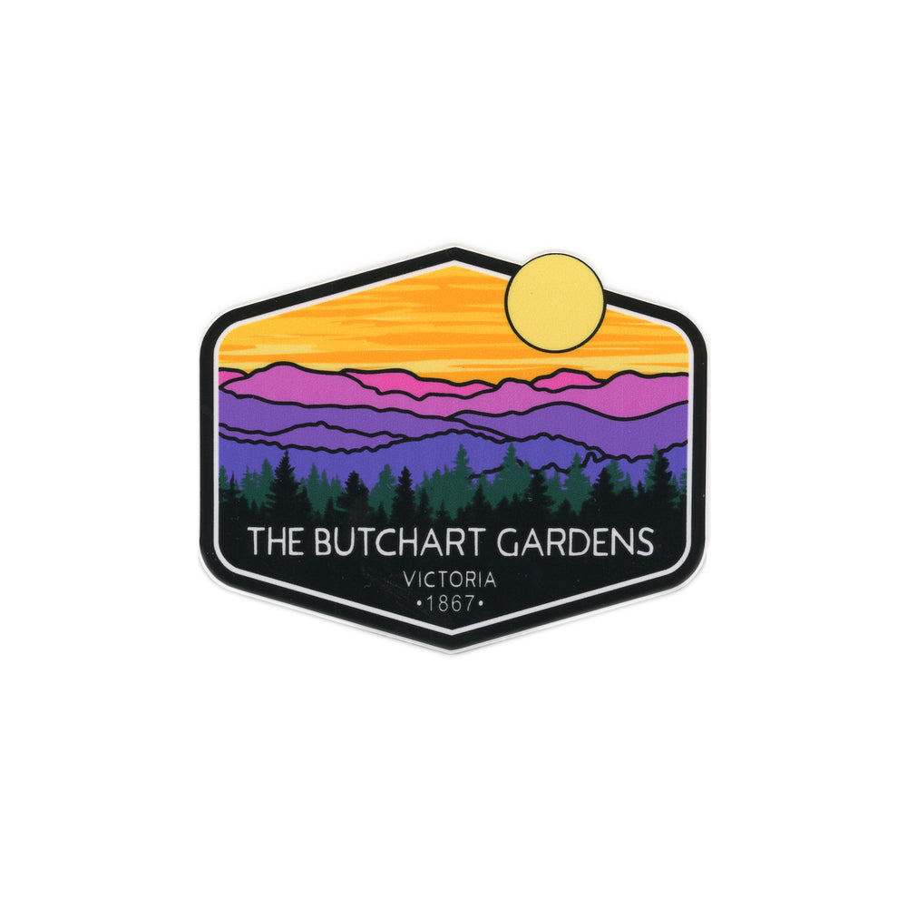 STICKER BUTCHART GARDENS MOUNTAIN SUNSET