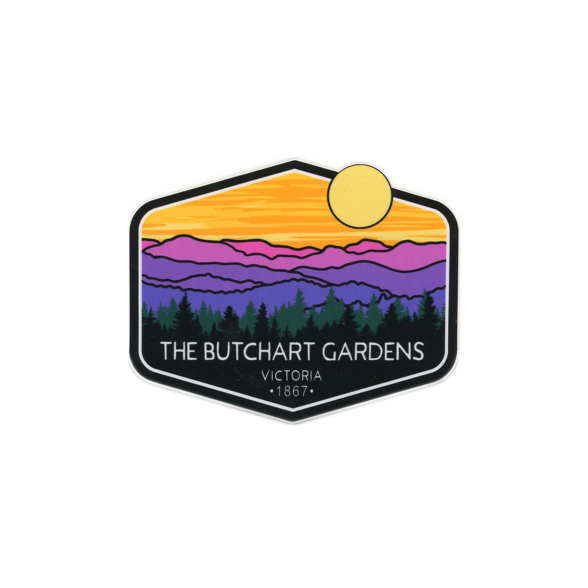 STICKER BUTCHART GARDENS MOUNTAIN SUNSET
