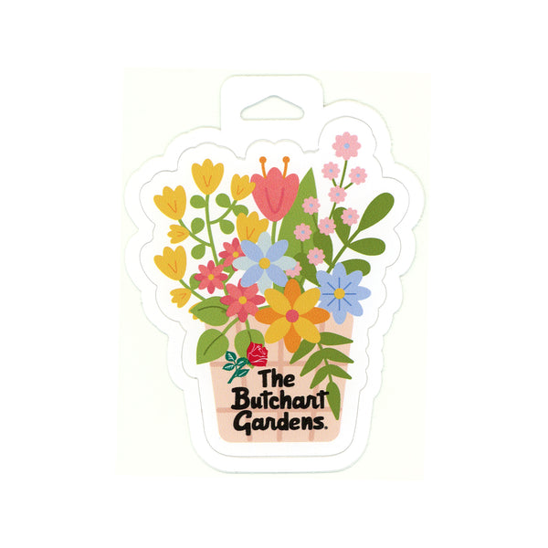 STICKER BUTCHART GARDENS WATERCOLOUR FLOWER POT