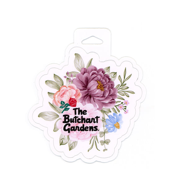 STICKER BUTCHART GARDENS WATERCOLOUR PURPLE FLOWER