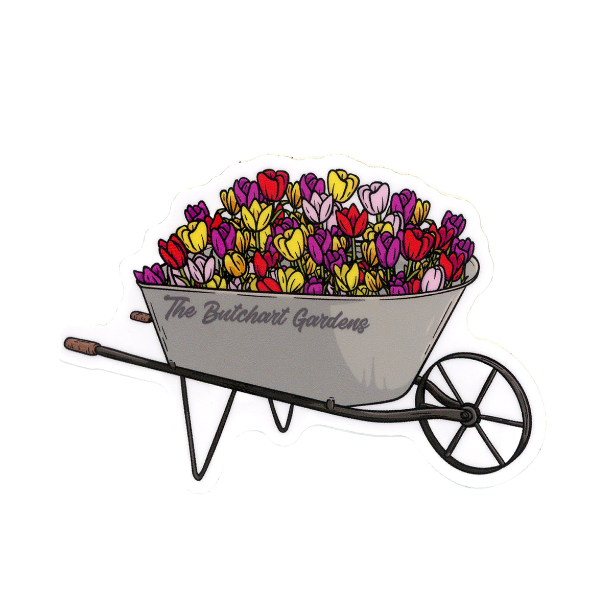 STICKER BUTCHART GARDENS TULIPS IN WHEELBARROW