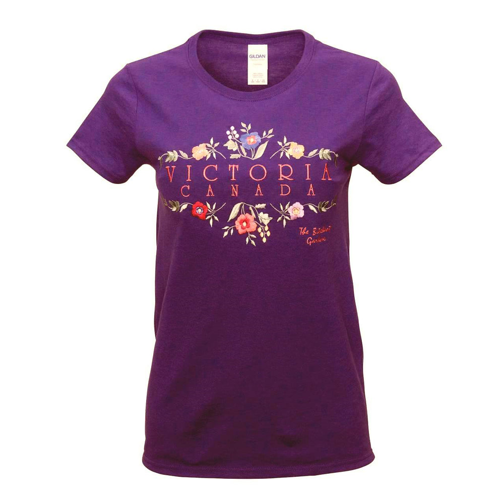 LADIES PURPLE EMBROIDERED T SHIRT