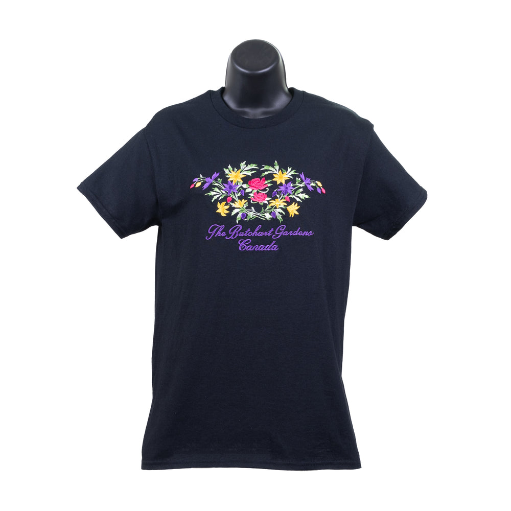 LADIES EMBROIDERED FLORAL BLACK