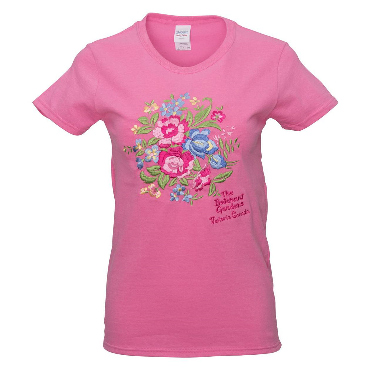 LADIES EMBROIDERED FLORAL PINK T SHIRT