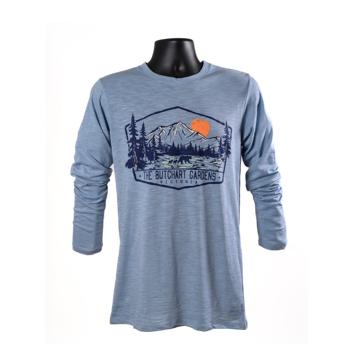MEN'S BUTCHART GARDENS  BLUE LONG SLEEVED T SHIRT