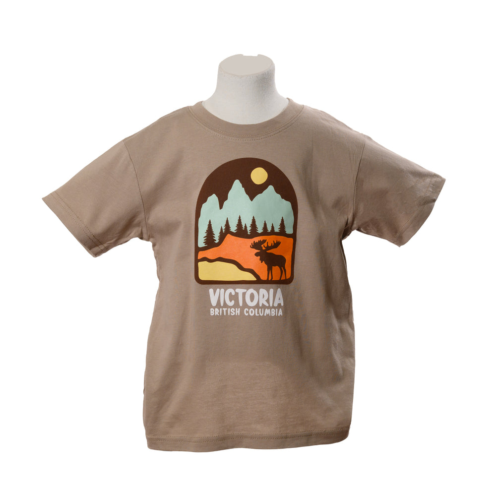 CHILDRENS MOOSE & MOUNTAIN VICTORIA SAND T SHIRT