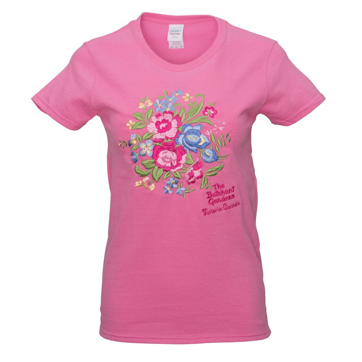 LADIES EMBROIDERED FLORAL PINK T SHIRT