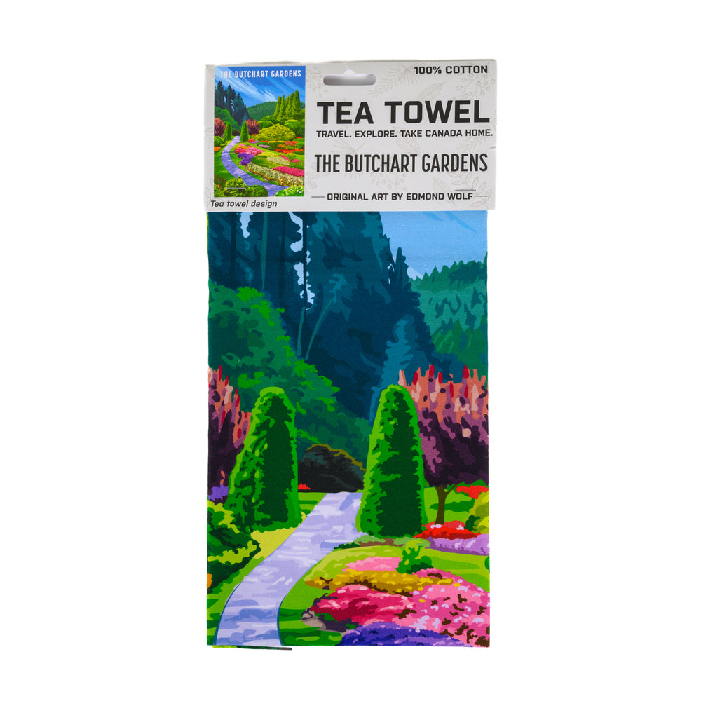 TEA TOWEL SUNKEN GARDEN ILLUSTRATION