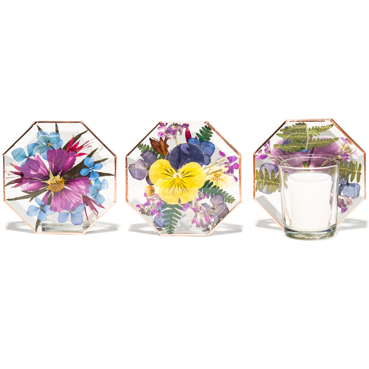 VOTIVE FLORAL HEX ASST